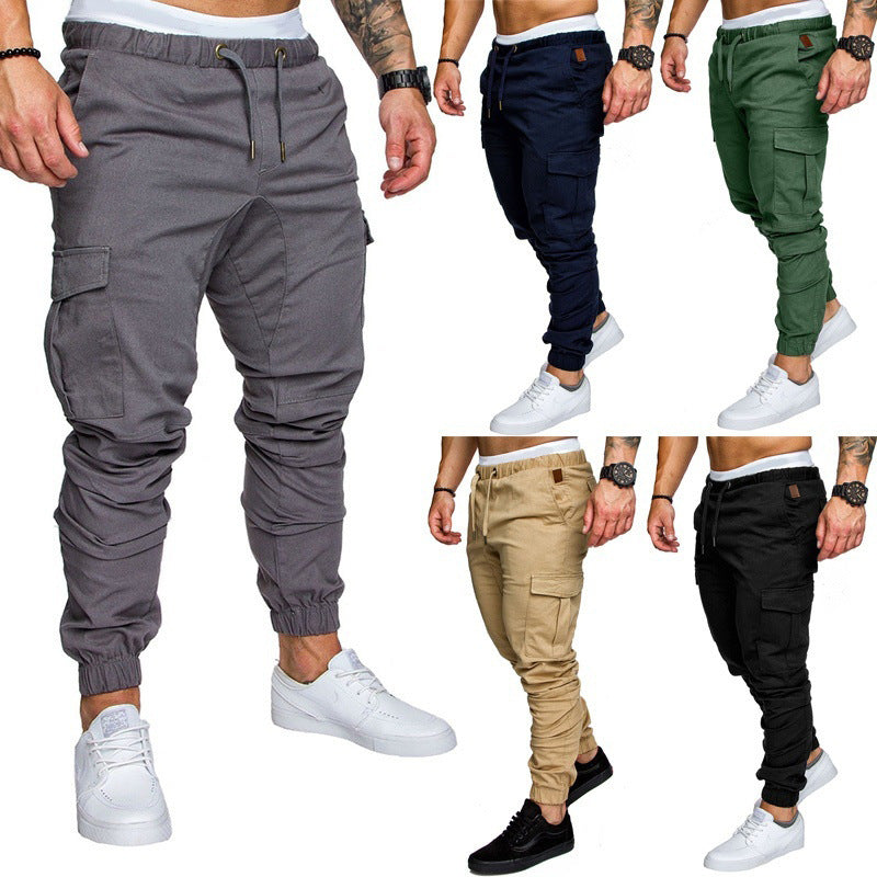 Men's carrot-shaped cargo joggers with elastic waistband, drawstring and reinforced knees Mune Fashion