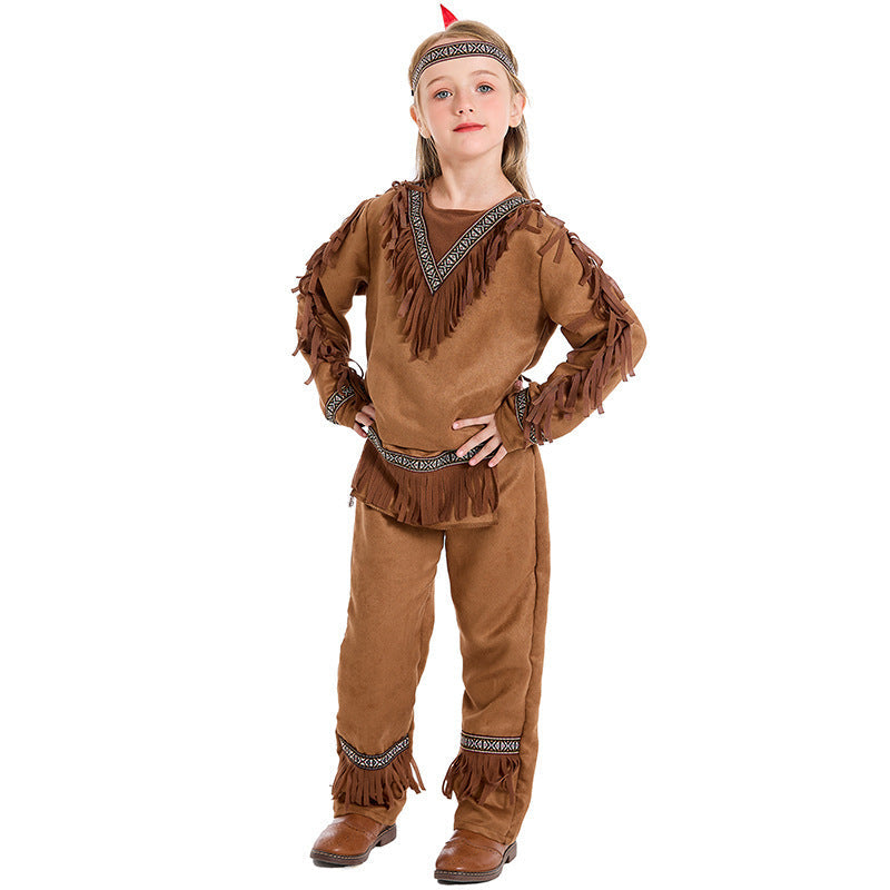 Girl Native American Costume with Fringe and Detail-Loving Top Mune Fashion
