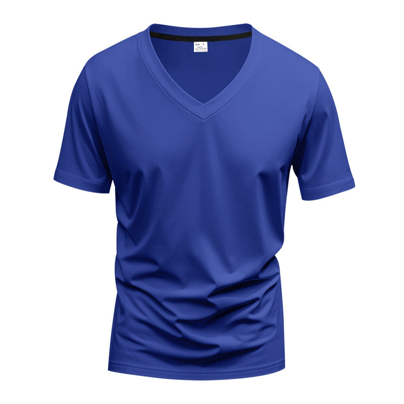 Men's classic V-neck T-shirt made of fine cotton jersey with reinforced neckband and double stitching Mune Fashion