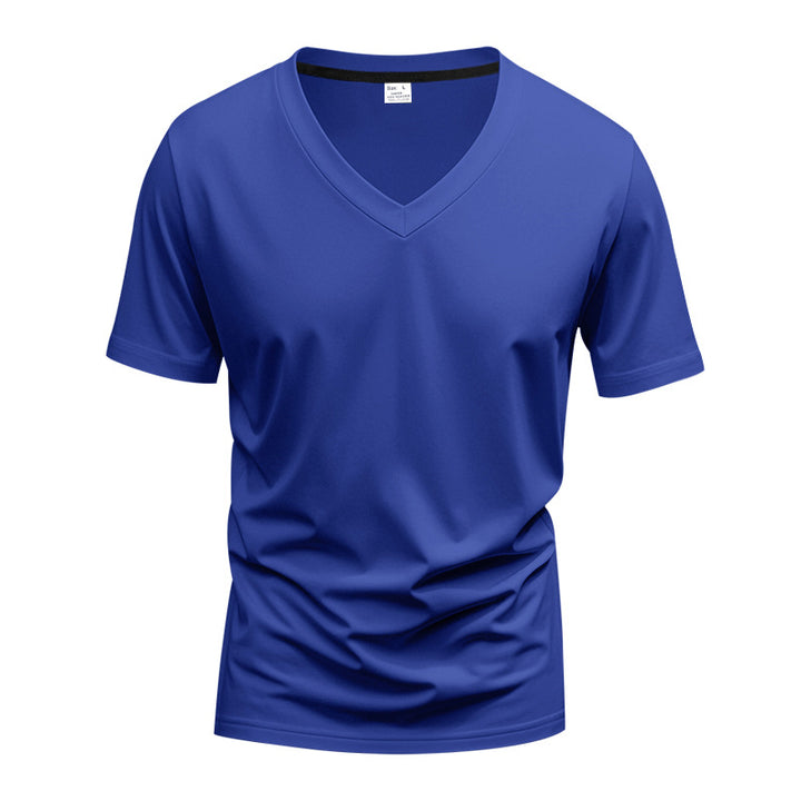 Men's classic V-neck T-shirt made of fine cotton jersey with reinforced neckband and double stitching Mune Fashion