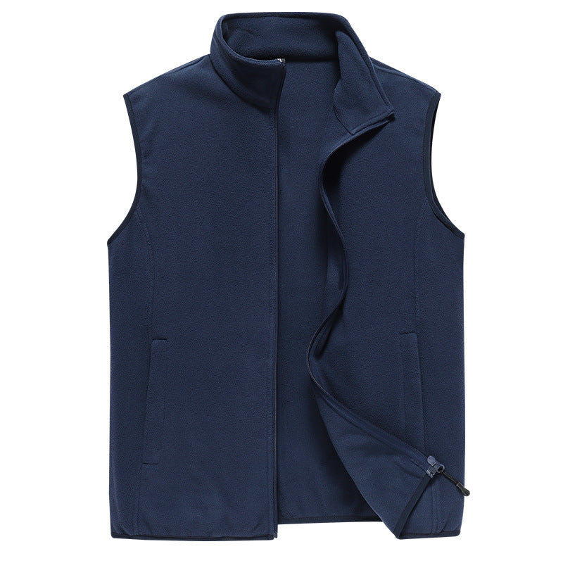 Men's Sleeveless Microfleece Vest with Stand-Up Collar and Concealed Two-Way Zip Mune Fashion
