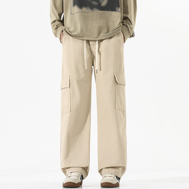 Men's Super Wide Utility Cargo Pants in Low Rise Baggy Cut with Drawstring Mune Fashion
