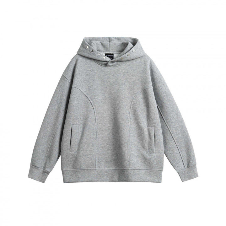 Unisex Oversize Hoodie made of mélange cotton blend with stud embellishments and seam details Mune Fashion