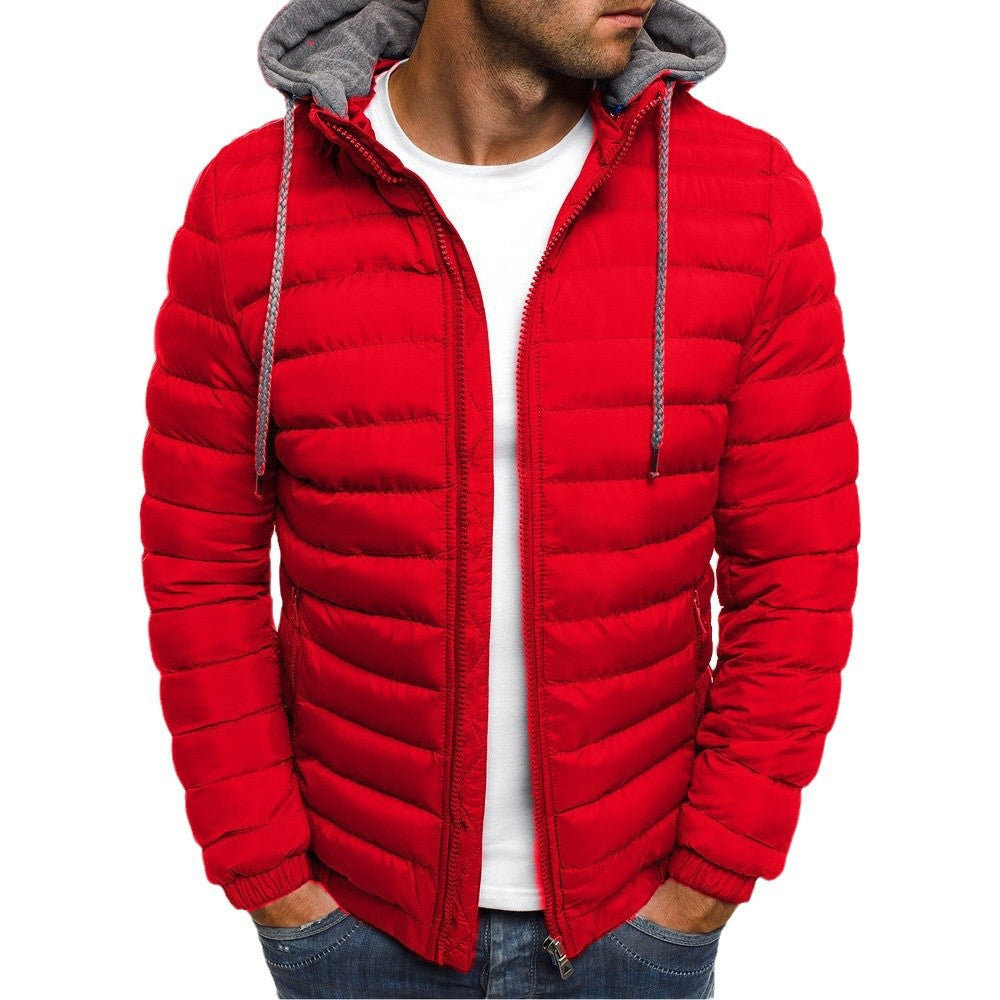 Men's Lightweight Quilted Jacket with Hood and Side Zip Pockets Mune