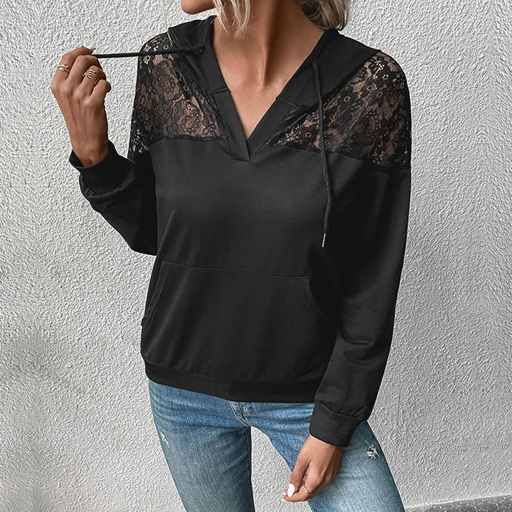 Women Trendy Hoodie with Lace Accents Mune Fashion