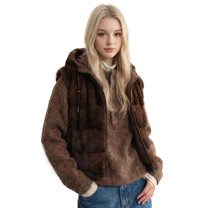 Women's Nan Urban Faux Fur Padded Vest with Hood, Zipper, and Insulating Padding Mune Fashion