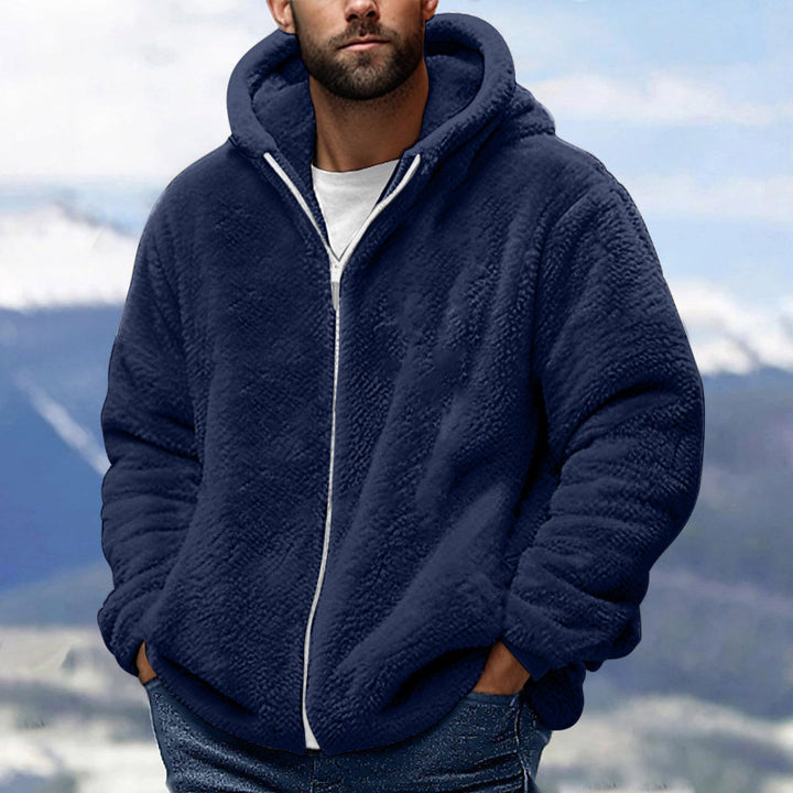 Men's Cozy Teddy Fleece Zip-Up Hoodie with Oversized Fit Mune Fashion