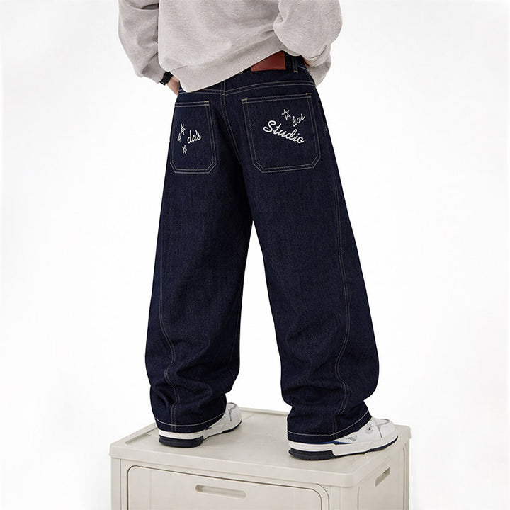 Unisex wide jeans with unique lettering Mune Fashion