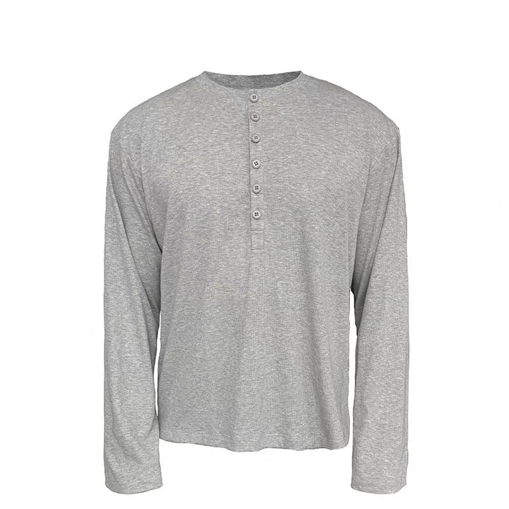 Men's lightweight Henley long sleeve made of fine rib jersey with button placket and regular fit Mune Fashion