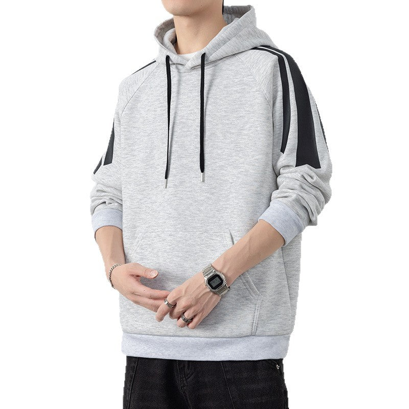 Men's hoodie with raglan sleeves, kangaroo pocket and contrast stripes Mune Fashion