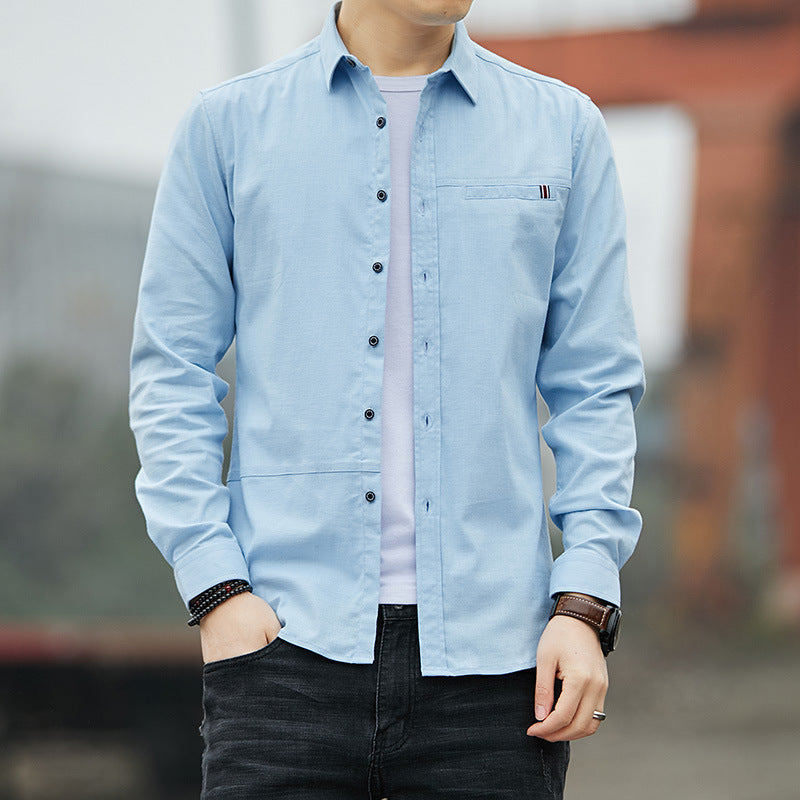 Men's casual cotton denim shirt with chest pocket, button placket, and straight fit Mune Fashion