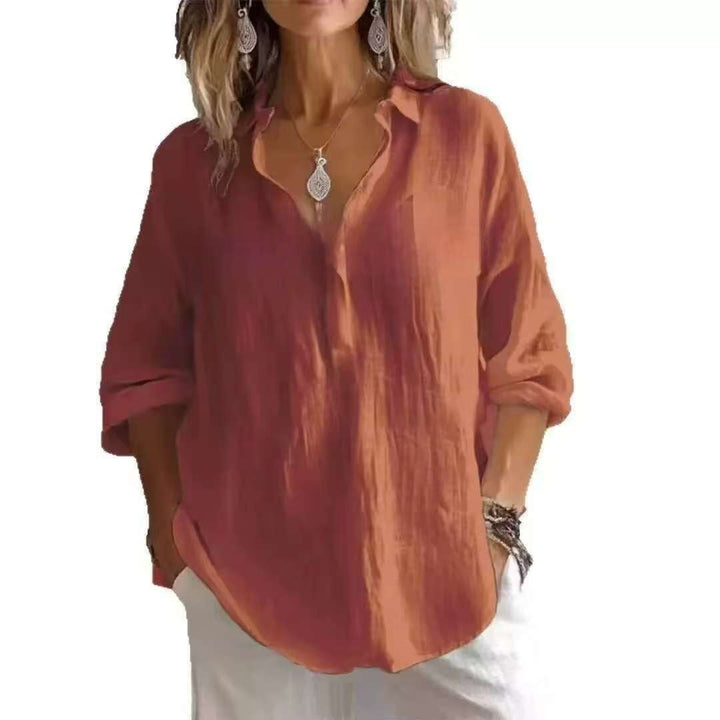 Women Lightweight Linen Blouse Mune Fashion