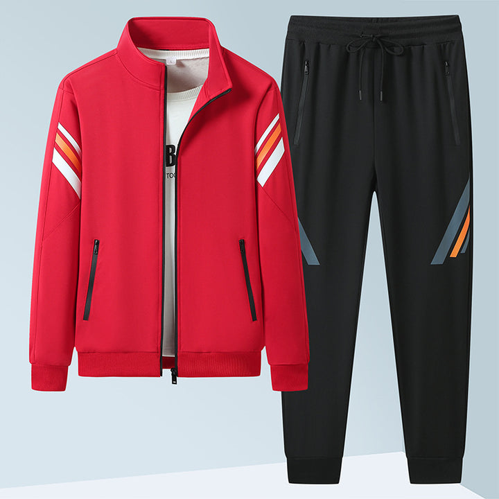 Men's sporty functional training set with stand-up collar, zippered pockets, and drawstring waist Mune Fashion