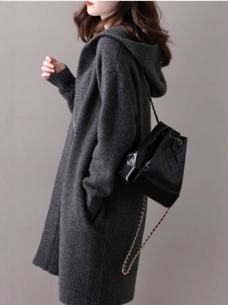 Women's Oversize Hooded Cardigan in Cashmere-Look with Open Fall and Wide Rib Mune Fashion