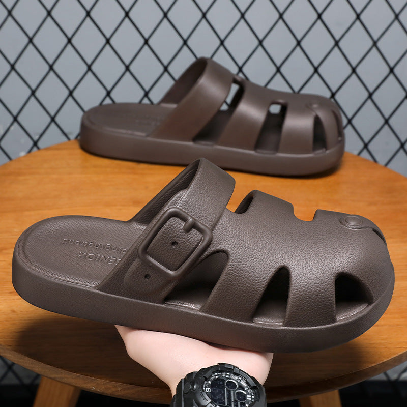 Women non-closed sandals slide with ergonomic footbed, adjustable buckle and slip-resistant EVA outsole Mune Fashion