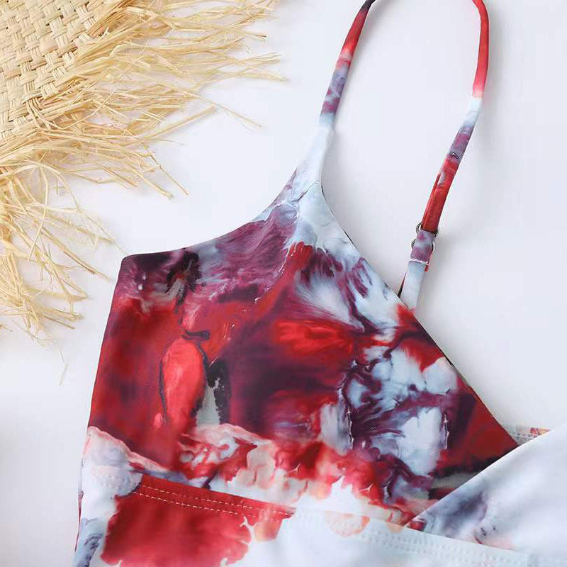 Ladies high-waisted bikini set with floral pattern Mune Fashion