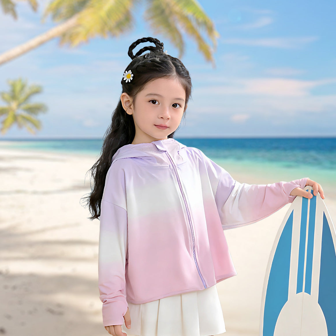 Girls Sporty Hooded Jacket with UV Protection Mune Fashion