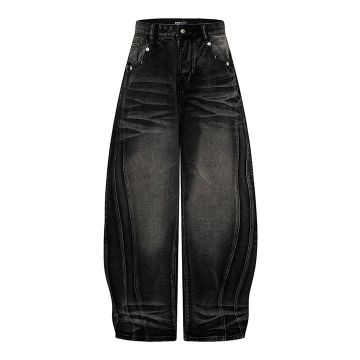 Women's Wide High-Waist Balloon Jeans with Decorative Seams Mune Fashion