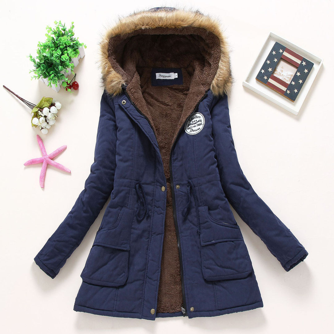 Women's high-warming winter parka with teddy lining, drawstring and faux fur trim Mune Fashion