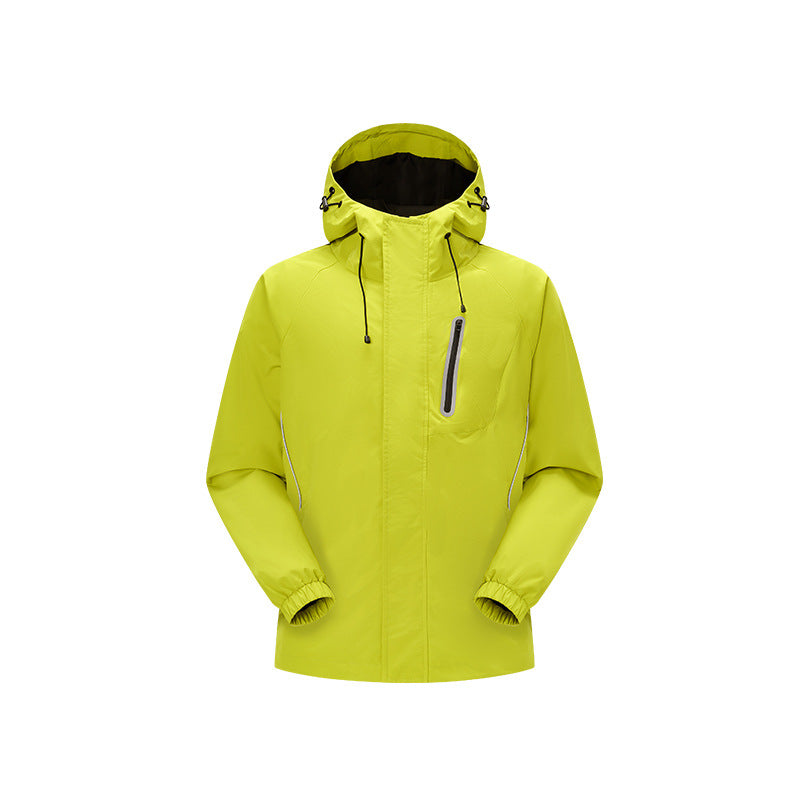 Men's windproof breathable rain and softshell jacket with adjustable hood and reflective inserts Drune