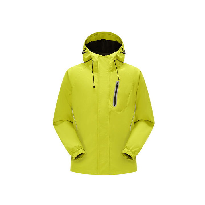 Men's windproof breathable rain and softshell jacket with adjustable hood and reflective inserts Drune