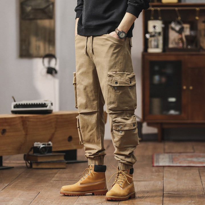 Men's cargo pants with multifunctional flap pockets and elastic hem Mune Fashion
