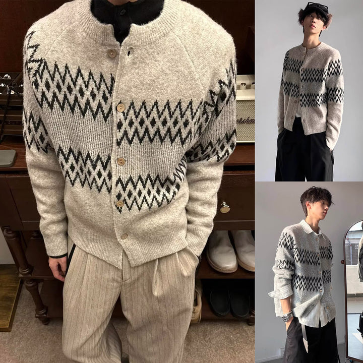 Men's fashion cardigan with geometric pattern Mune Fashion