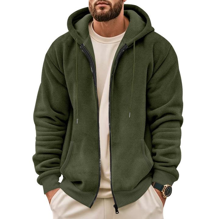 Men's hooded sweat jacket with full zip and waffle structure Mune Fashion