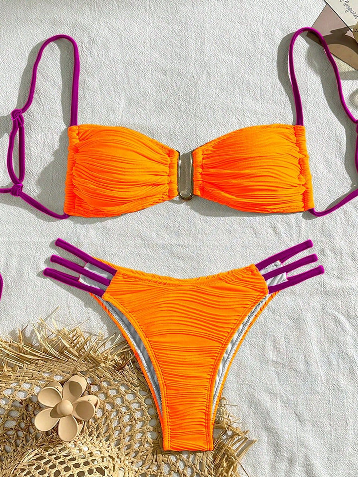 Ladies Bikini Set with sophisticated pleat design and fashionable accents Mune Fashion