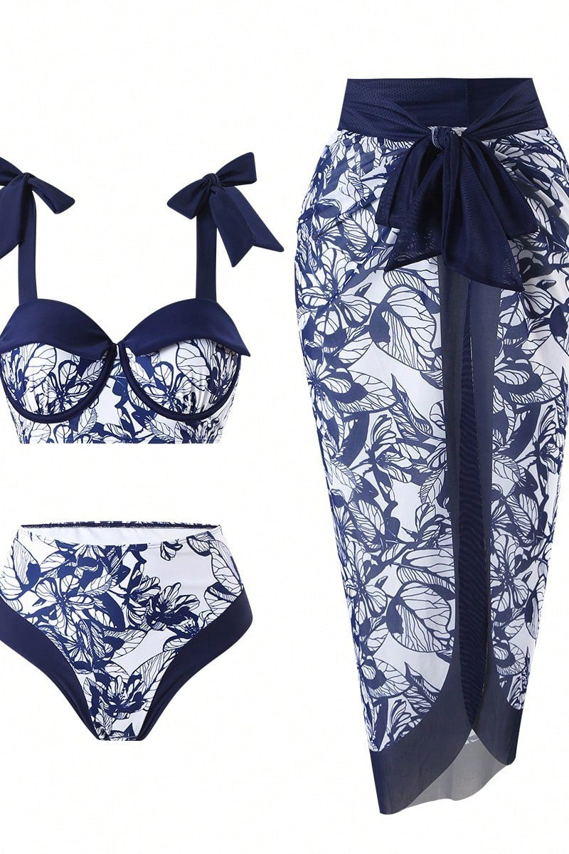 Ladies Two-Piece Swim Set with Floral Lace Skirt Mune Fashion