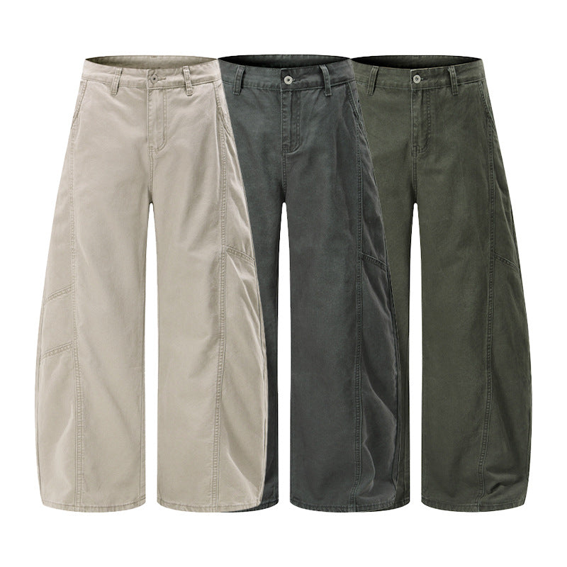 Men's Wide Twill Palazzo Pants with Drop Crotch and Reinforced Seams Mune Fashion