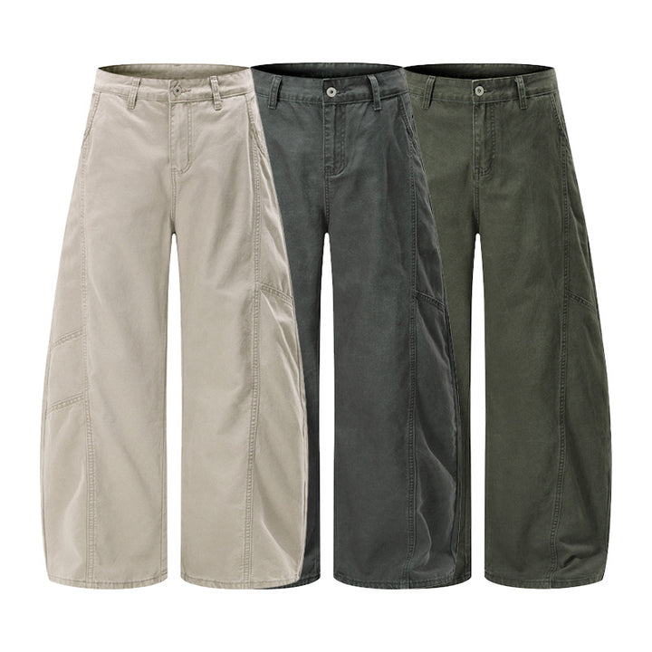Men's Wide Twill Palazzo Pants with Drop Crotch and Reinforced Seams Mune Fashion