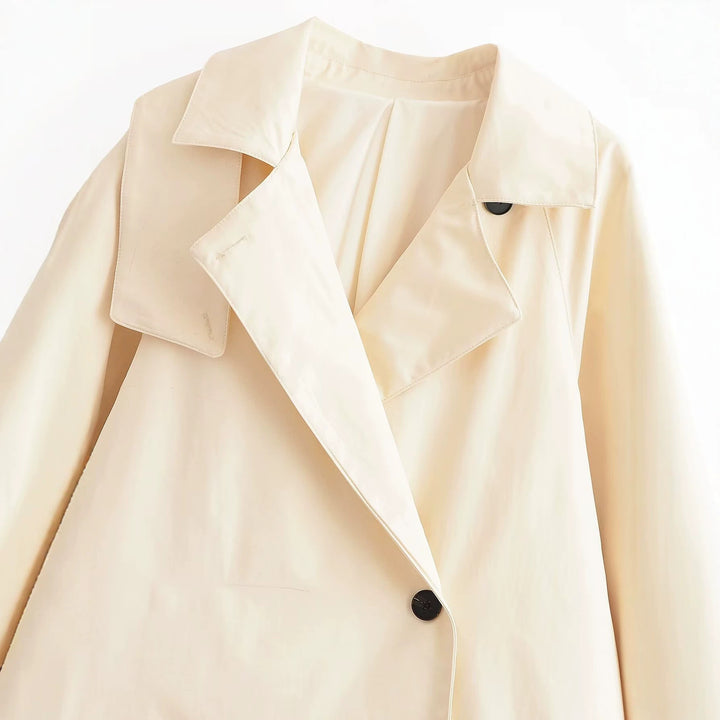 Women's short trench-style jacket with asymmetric lapel Drune