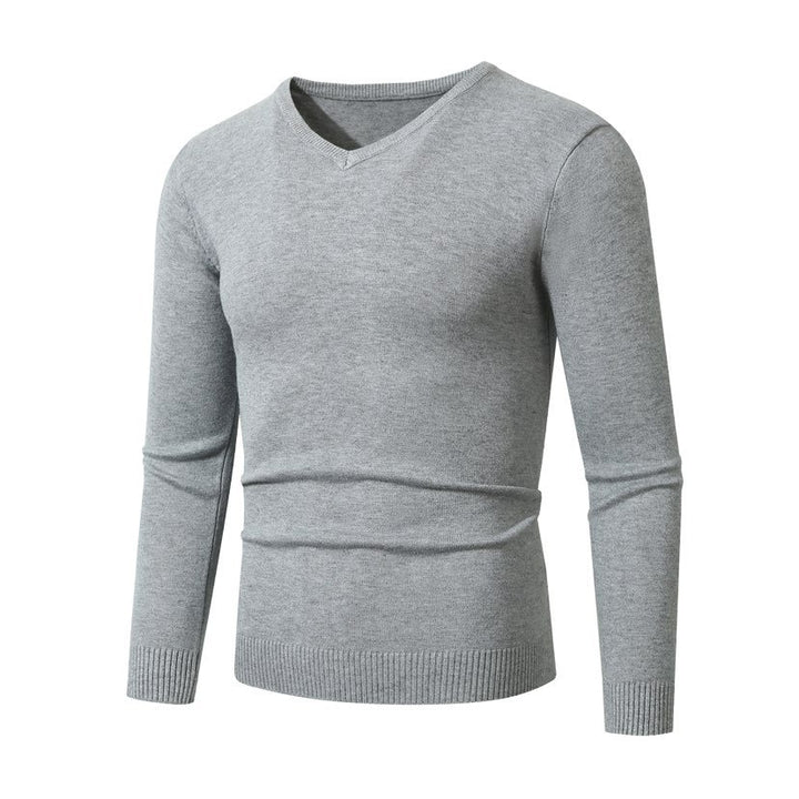 Men's Slim Fit Fine Knit V-Neck Sweater with Ribbed Cuff and Breathable Cotton Blend Mune Fashion