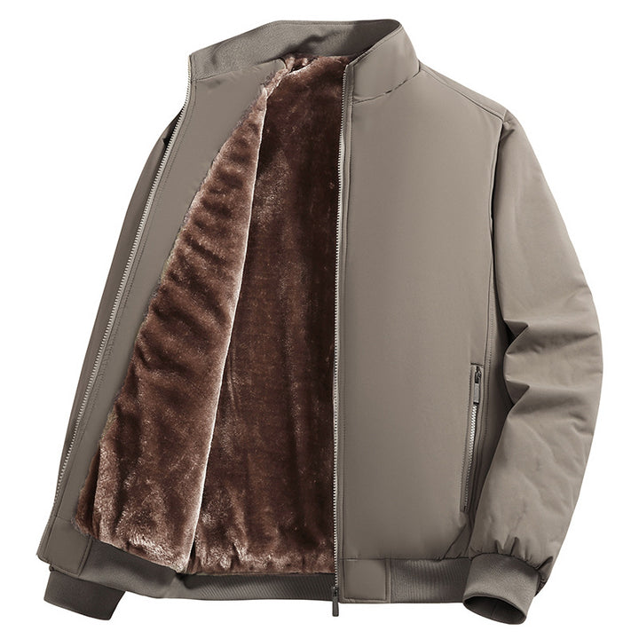 Men's Padded Bomber Jacket with Faux Fur Lining, Stand-Up Collar and Zipper Mune Fashion