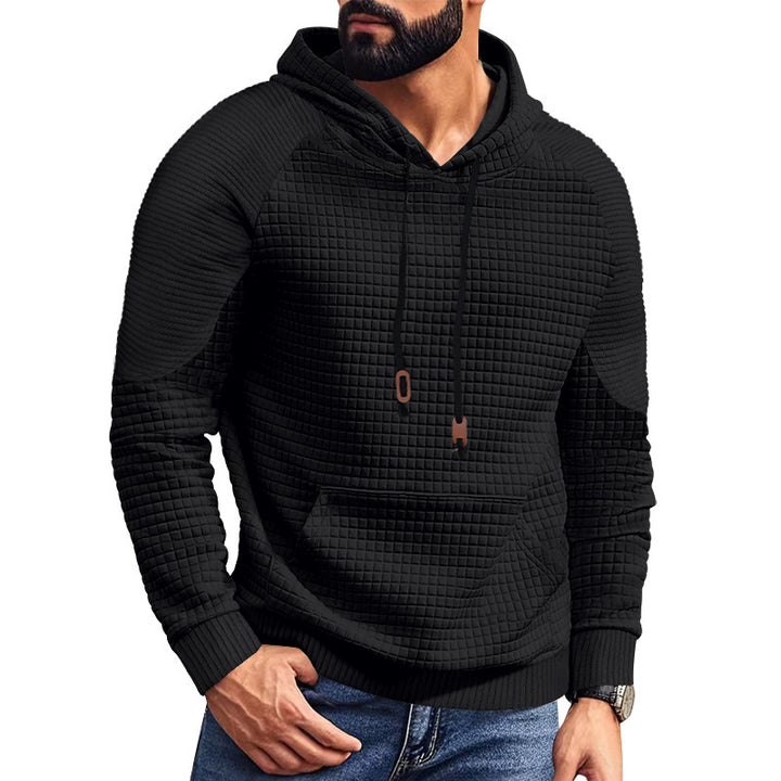 Men's hooded sweatshirt in quilted look with kangaroo pocket, raglan sleeves and drawstring Mune Fashion