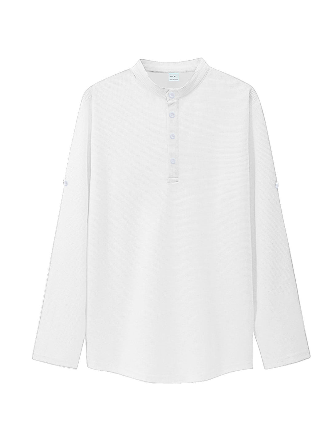 Women's oversized long sleeve Henley with stand-up collar waffle texture and sleeve fastening Mune Fashion