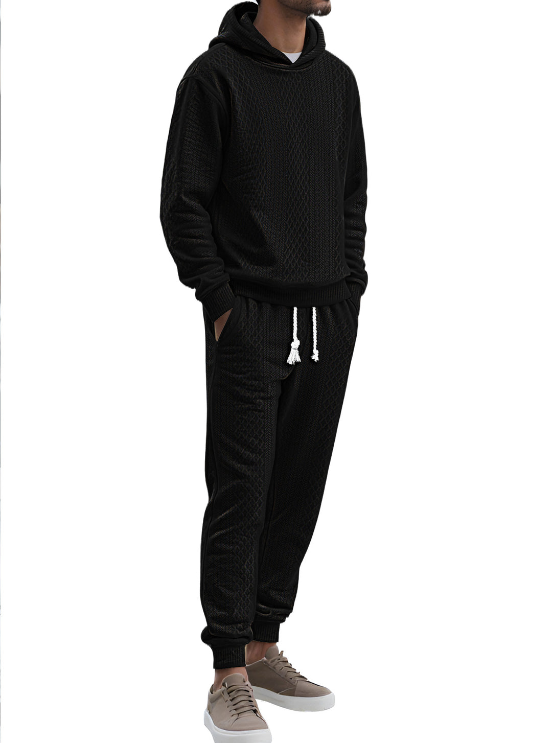 Men's structured velour tracksuit with hoodie and drawstring pants Mune Fashion