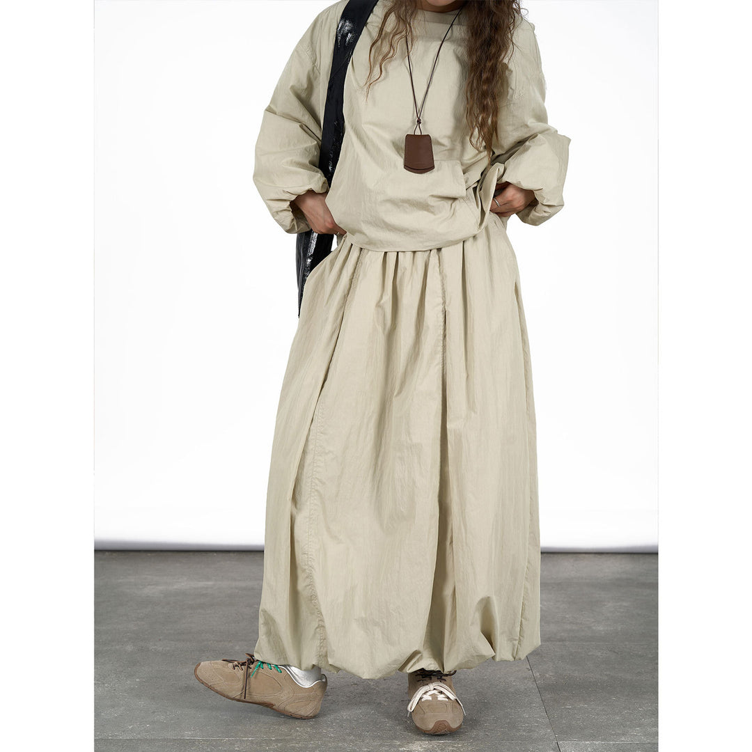 Women's Maxi Skirt with High Waist, Voluminous Silhouette and Bubble Hem Mune Fashion