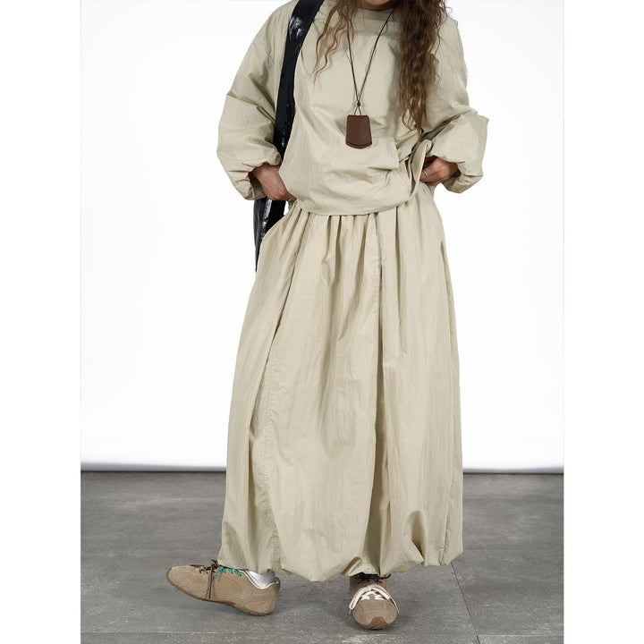 Women's Maxi Skirt with High Waist, Voluminous Silhouette and Bubble Hem Mune Fashion