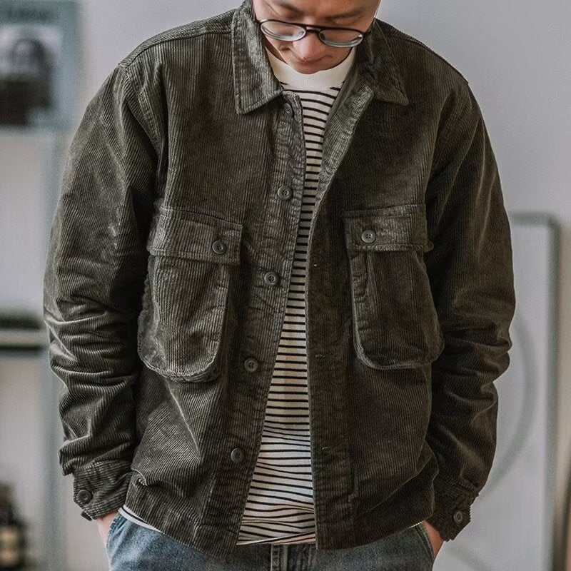 Men's Robust Cord Overshirt in Worker Look with Applied Flap Pockets Mune Fashion