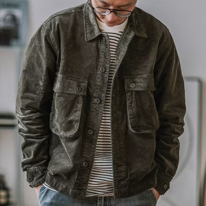 Men's Robust Cord Overshirt in Worker Look with Applied Flap Pockets Mune Fashion