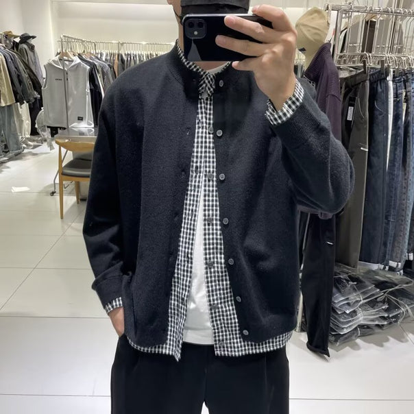 Men's Elegant Cardigan with Button Placket Mune Fashion