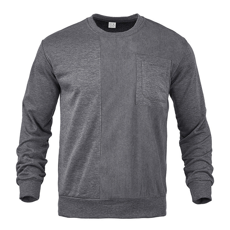 Men's structured round neck sweatshirt with chest pocket and asymmetrical rib panel Mune Fashion