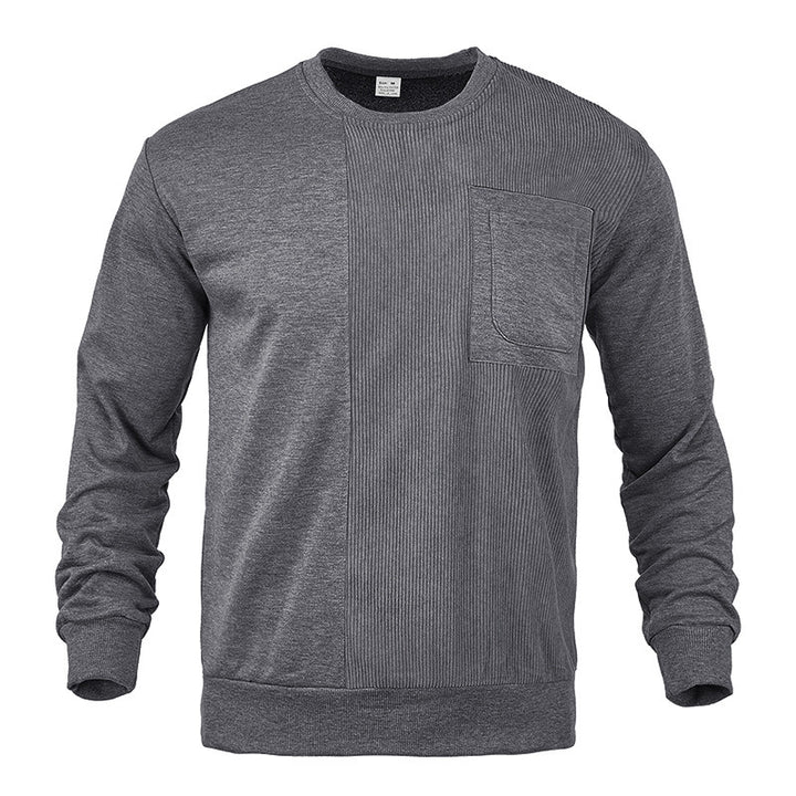 Men's structured round neck sweatshirt with chest pocket and asymmetrical rib panel Mune Fashion