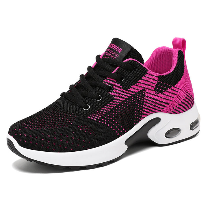 Women's sporty knit sneakers with shock-absorbing air unit, ergonomic comfort sole, and elastic lacing Mune Fashion