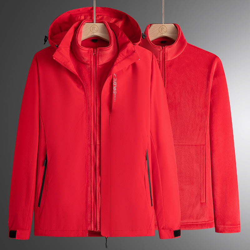 Men's modular softshell parka with removable fleece inner jacket, windproof outer shell and adjustable hood Mune Fashion