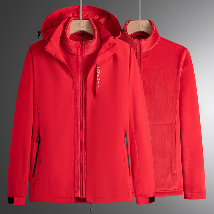 Men's modular softshell parka with removable fleece inner jacket, windproof outer shell and adjustable hood Mune Fashion
