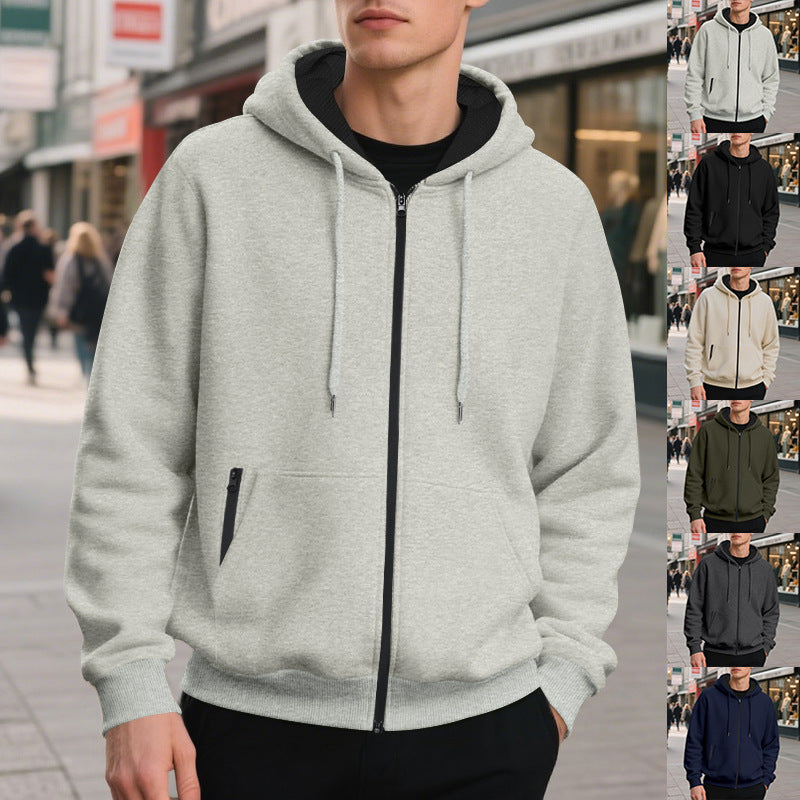 Men's oversized zip-up hoodie with kangaroo pockets and contrasting inner lining Mune Fashion