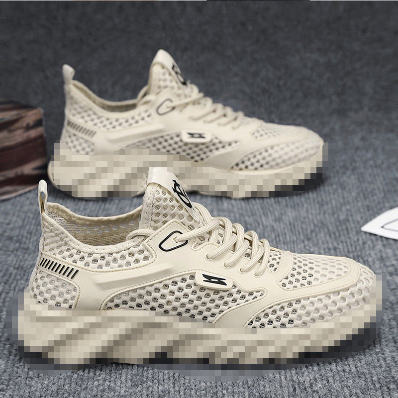 Men's Breathable Mesh Casual Sneakers with Textured Wave Platform Sole Mune Fashion